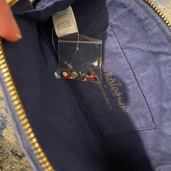 NEW NWT ANTHROPOLOGIE MONOGRAM LETTER CRESCENT POUCH VELVET P - Picture 5 of 5